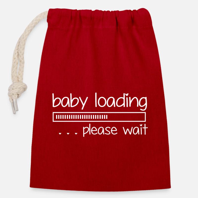 Baby loading, please wait - Verschließbarer Geschenkbeutel aus Baumwolle (14x20cm) - Rot
