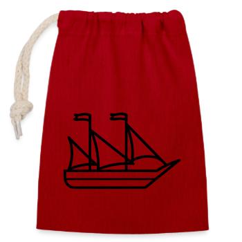 Pirate ship - Closable cotton gift bag (14x20cm) - red - Front