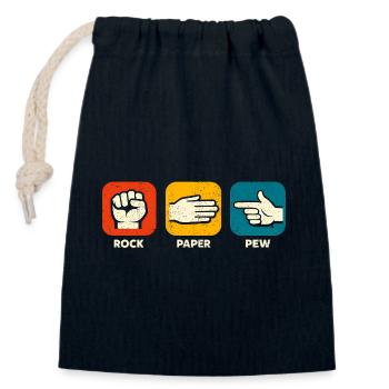 Stone Paper Pew Funny Weapon 2nd Constitutional Attachment - Closable cotton gift bag (14x20cm) - navy - Front