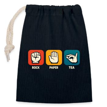 Thé en papier rocheux Thé drôle de buveur de thé - Sac cadeau en coton avec cordon (14 x 20 cm) - bleu marine - Devant