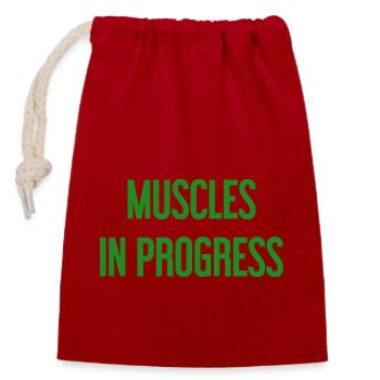 Muscles in Progress - Closable cotton gift bag (14x20cm) - red - Front