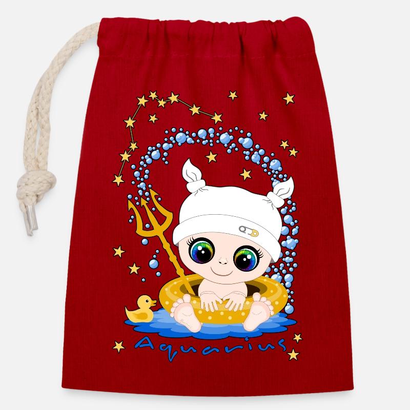 sternzeichen_aquarius - Closable cotton gift bag (14x20cm) - red