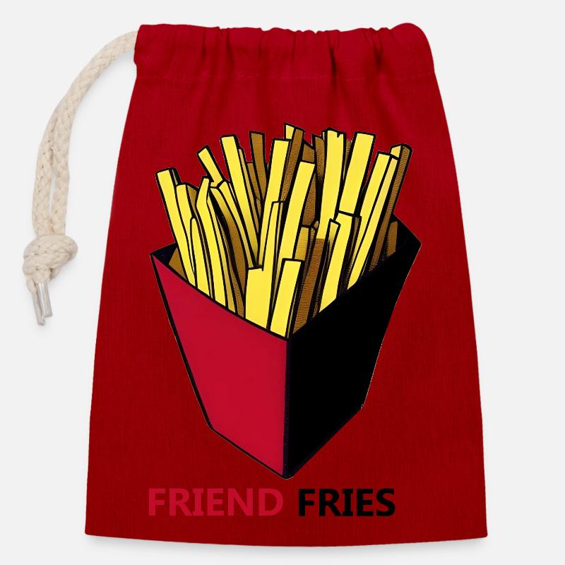 French Fries - Verschließbarer Geschenkbeutel aus Baumwolle (14x20cm) - Rot