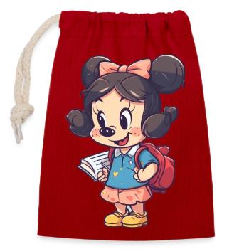 School Girl - Closable cotton gift bag (14x20cm) - red - Front