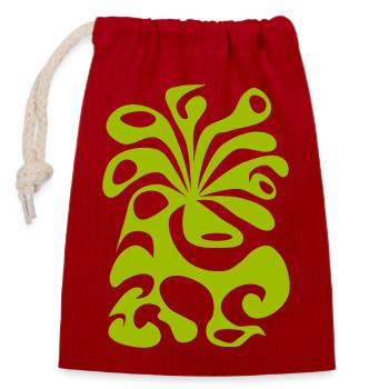psychédélique BLOSSOM espace vert paon des années 60 planète - Sac cadeau en coton avec cordon (14 x 20 cm) - rouge - Devant