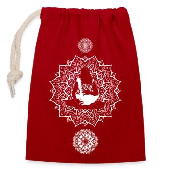 Tantrische Glückseligkeit - yab yum - Ausrichtung der Chakren - Verschließbarer Geschenkbeutel aus Baumwolle (14x20cm) - Rot - Vorne