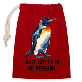 I just gotta be me penguin - Sac cadeau en coton avec cordon (14 x 20 cm) - rouge - Devant