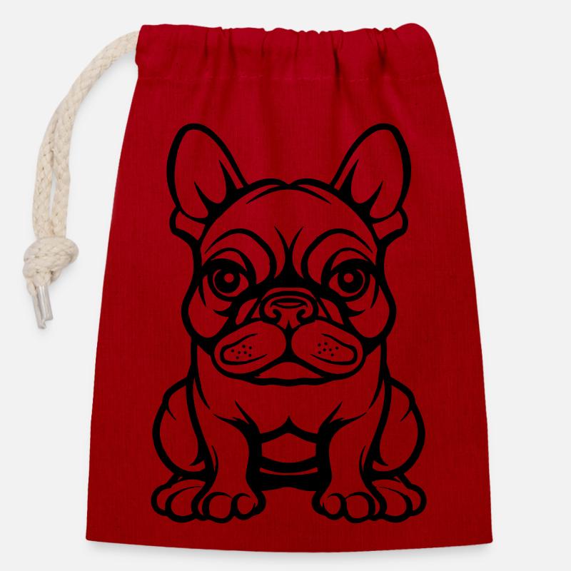 bulldogg hund comic - Verschließbarer Geschenkbeutel aus Baumwolle (14x20cm) - Rot