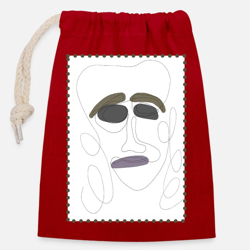 Parler de sentiments 3 - Sac cadeau en coton avec cordon (14 x 20 cm) - rouge
