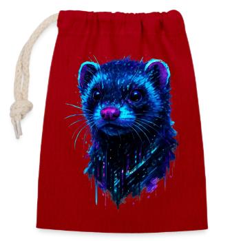 Cosmic Ferret with Flashes of Neon Light - Closable cotton gift bag (14x20cm) - red - Front