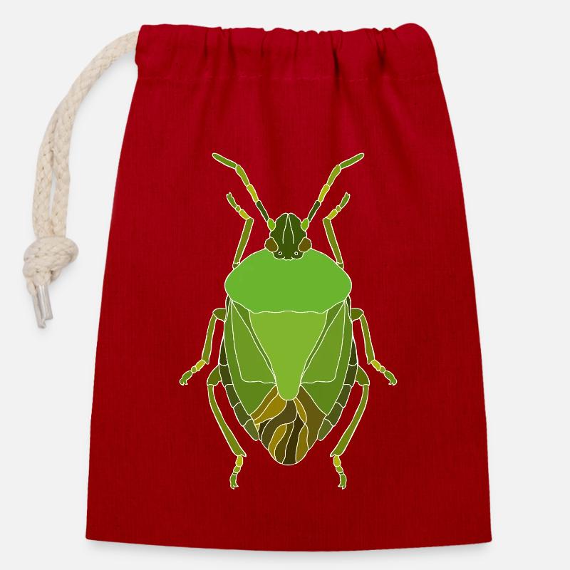 large greenling - Closable cotton gift bag (14x20cm) - red