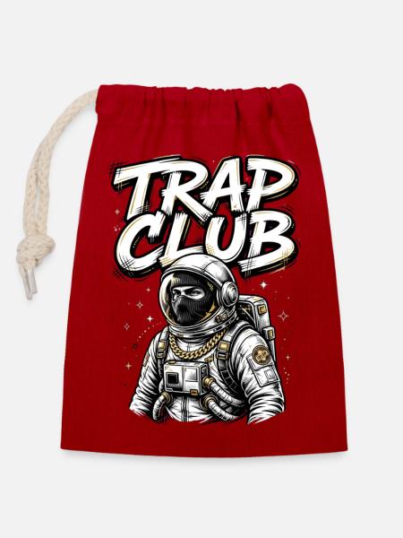 TrapClub Astronautenkette - Verschließbarer Geschenkbeutel aus Baumwolle (14x20cm) - Rot
