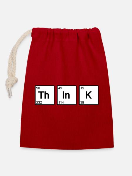Think (weiß) - Verschließbarer Geschenkbeutel aus Baumwolle (14x20cm) - Rot