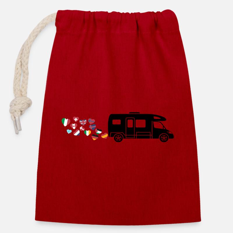 Profilé Road trip lover - Sac cadeau en coton avec cordon (14 x 20 cm) - rouge