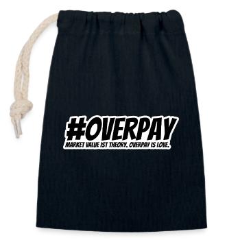 Overpay is love - Closable cotton gift bag (14x20cm) - navy - Front