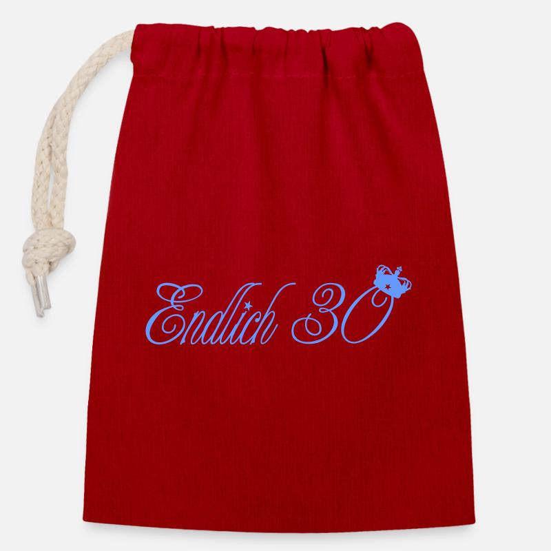 endlich_30 - Sac cadeau en coton avec cordon (14 x 20 cm) - rouge