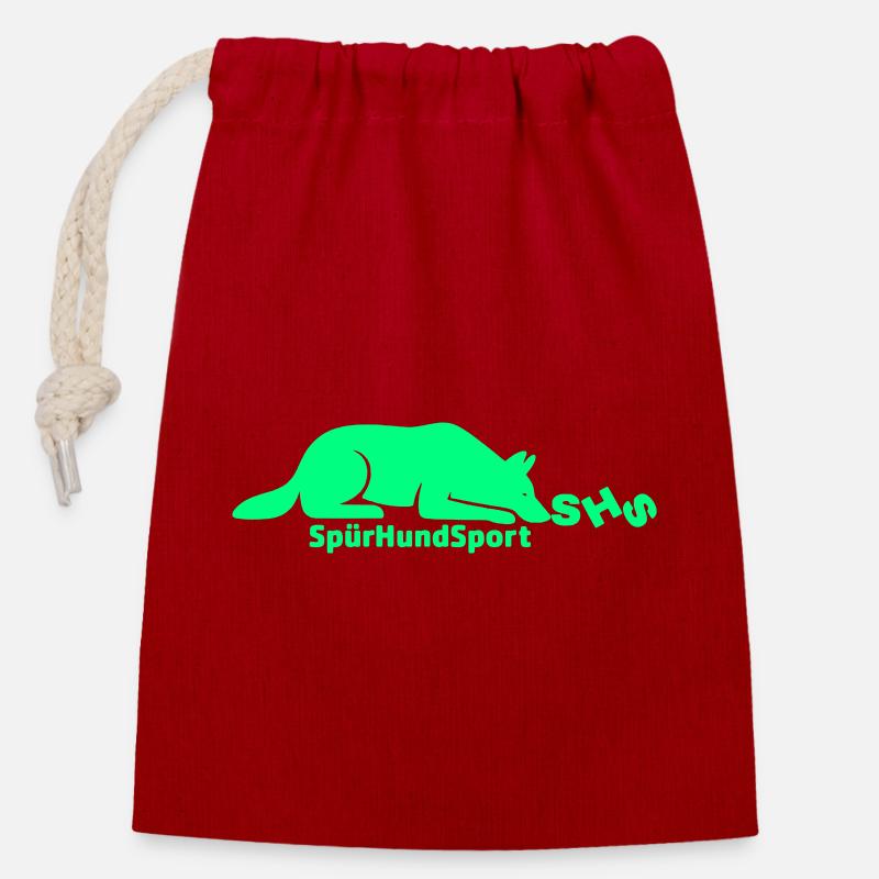 Logo SHS vert - Sac cadeau en coton avec cordon (14 x 20 cm) - rouge