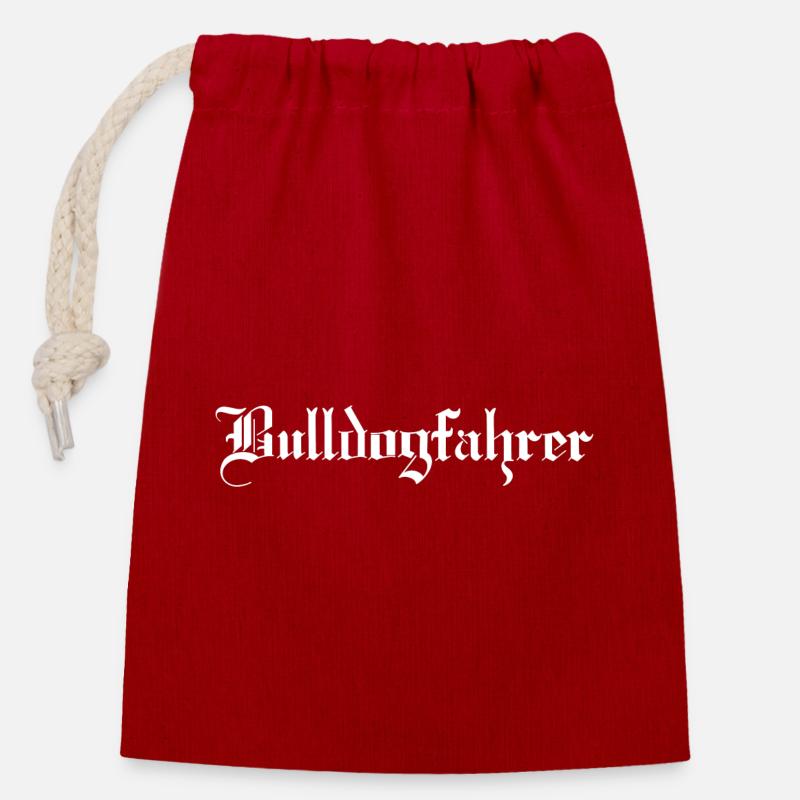Bulldogfahrer - Verschließbarer Geschenkbeutel aus Baumwolle (14x20cm) - Rot