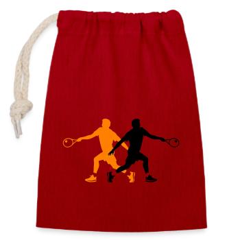 Silhouette de joueur de tennis - Sac cadeau en coton avec cordon (14 x 20 cm) - rouge - Devant