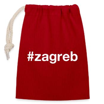 Zagreb Hravtska Croatia Kroatien Hashtag - Verschließbarer Geschenkbeutel aus Baumwolle (14x20cm) - Rot - Vorne