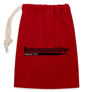 Rettungssanitäter Notruf 112 - Verschließbarer Geschenkbeutel aus Baumwolle (14x20cm) - Rot - Vorne