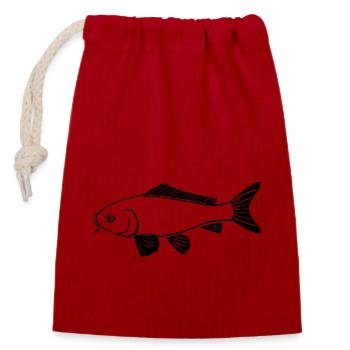 Fisch - Verschließbarer Geschenkbeutel aus Baumwolle (14x20cm) - Rot - Vorne