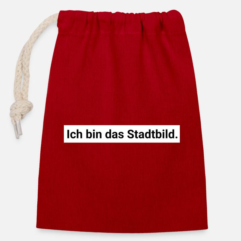 Ich bin das Stadtbild. Design Geschenk - Verschließbarer Geschenkbeutel aus Baumwolle (14x20cm) - Rot