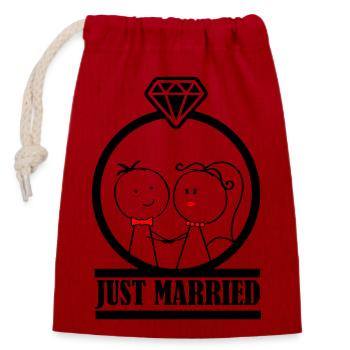 ehepaar just married 001 - Verschließbarer Geschenkbeutel aus Baumwolle (14x20cm) - Rot - Vorne