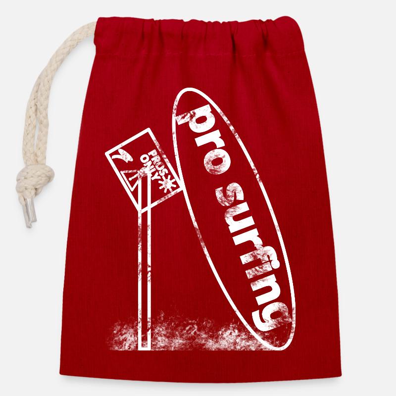Decaying Surfboard - Closable cotton gift bag (14x20cm) - red