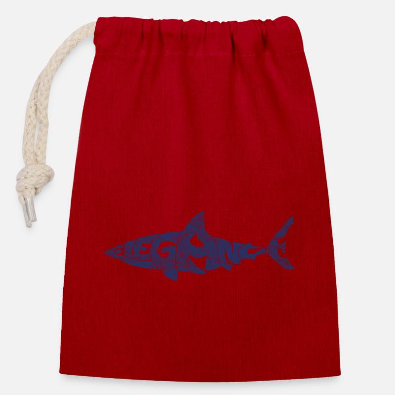 Requin élégant - Sac cadeau en coton avec cordon (14 x 20 cm) - rouge