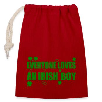 everyone loves an irish boy - Closable cotton gift bag (14x20cm) - red - Front