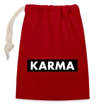 Karma - Sac cadeau en coton avec cordon (14 x 20 cm) - rouge - Devant