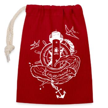 Phare d’Ueckermünde - Sac cadeau en coton avec cordon (14 x 20 cm) - rouge - Devant