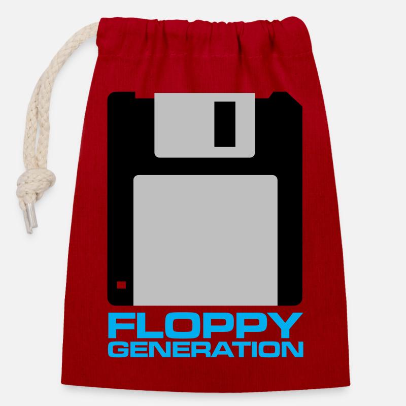 Diskette Generation 3.5 - Verschließbarer Geschenkbeutel aus Baumwolle (14x20cm) - Rot
