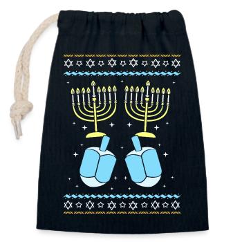 Chanukkah Hanukkah Hanukah - Closable cotton gift bag (14x20cm) - navy - Front