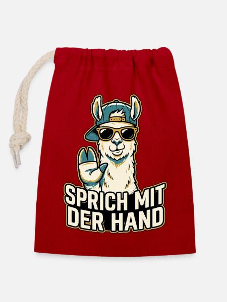 Lama Cooler Spruch - Verschließbarer Geschenkbeutel aus Baumwolle (14x20cm) - Rot
