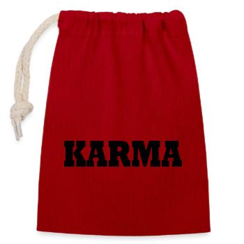 Karma - Sac cadeau en coton avec cordon (14 x 20 cm) - rouge - Devant
