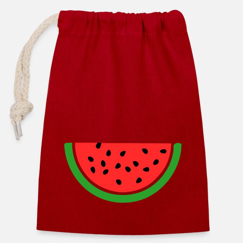 Wassermelone - Verschließbarer Geschenkbeutel aus Baumwolle (14x20cm) - Rot