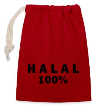 Halal حلال - Verschließbarer Geschenkbeutel aus Baumwolle (14x20cm) - Rot - Vorne