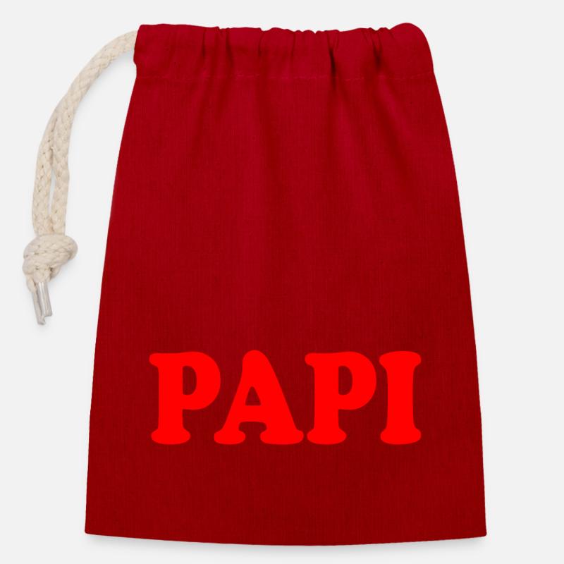 Papi - Verschließbarer Geschenkbeutel aus Baumwolle (14x20cm) - Rot