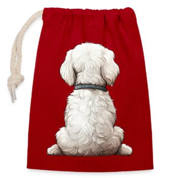 Bichon frisé - Sac cadeau en coton avec cordon (14 x 20 cm) - rouge - Devant