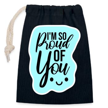 I'm So Proud Of You Heartily Encouraging Saying - Closable cotton gift bag (14x20cm) - navy - Front