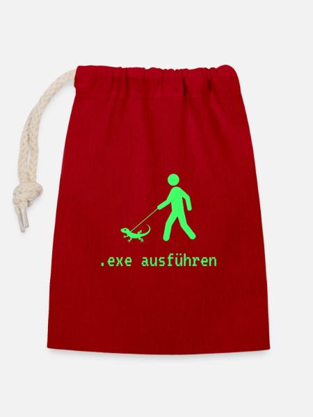 exe ausführen GRÜN - Verschließbarer Geschenkbeutel aus Baumwolle (14x20cm) - Rot