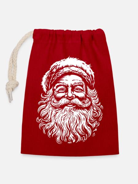 Santa - Verschließbarer Geschenkbeutel aus Baumwolle (14x20cm) - Rot