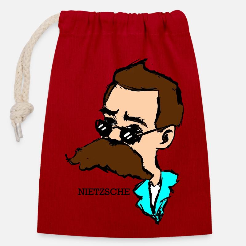 Nietzsche - Sac cadeau en coton avec cordon (14 x 20 cm) - rouge