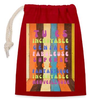 tu es incroyable fabuleuse - Sac cadeau en coton avec cordon (14 x 20 cm) - rouge - Devant