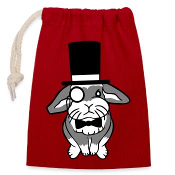 Mr. Bunny Gentleman Top Hat Monocle Glasses - Closable cotton gift bag (14x20cm) - red - Front