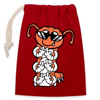 Raupe Mittelfinger Beleidigung Sonnenbrille Cool - Verschließbarer Geschenkbeutel aus Baumwolle (14x20cm) - Rot - Vorne
