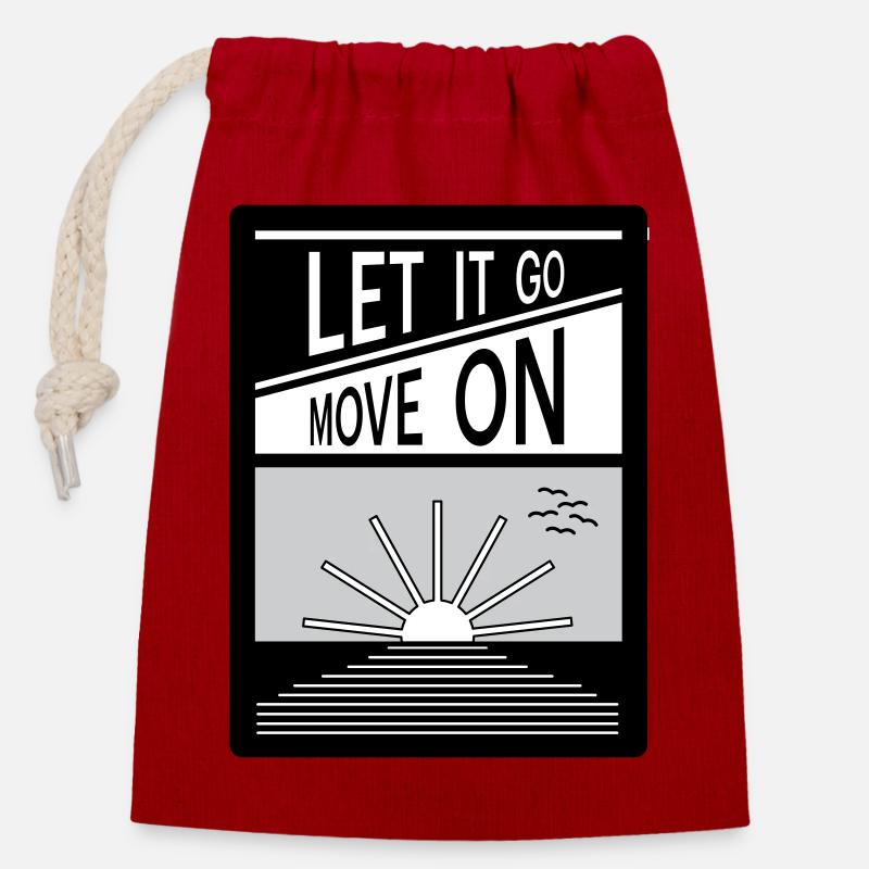 Let it go. Move on. - Closable cotton gift bag (14x20cm) - red