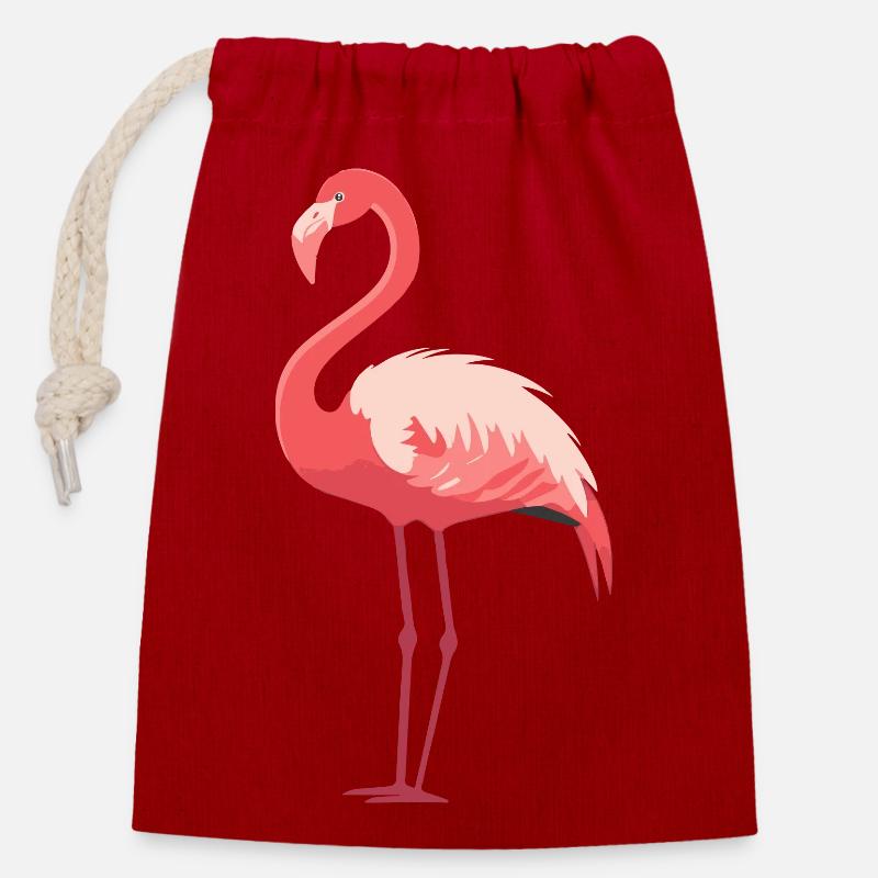 Flamingo Paradise: Rosa Sommer - Verschließbarer Geschenkbeutel aus Baumwolle (14x20cm) - Rot